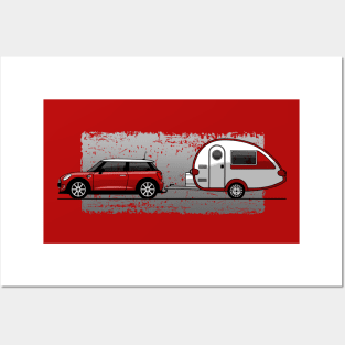 The iconic british small car with caravan Posters and Art